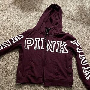 PINK Victoria's Secret Burgundy Snap Hoodie